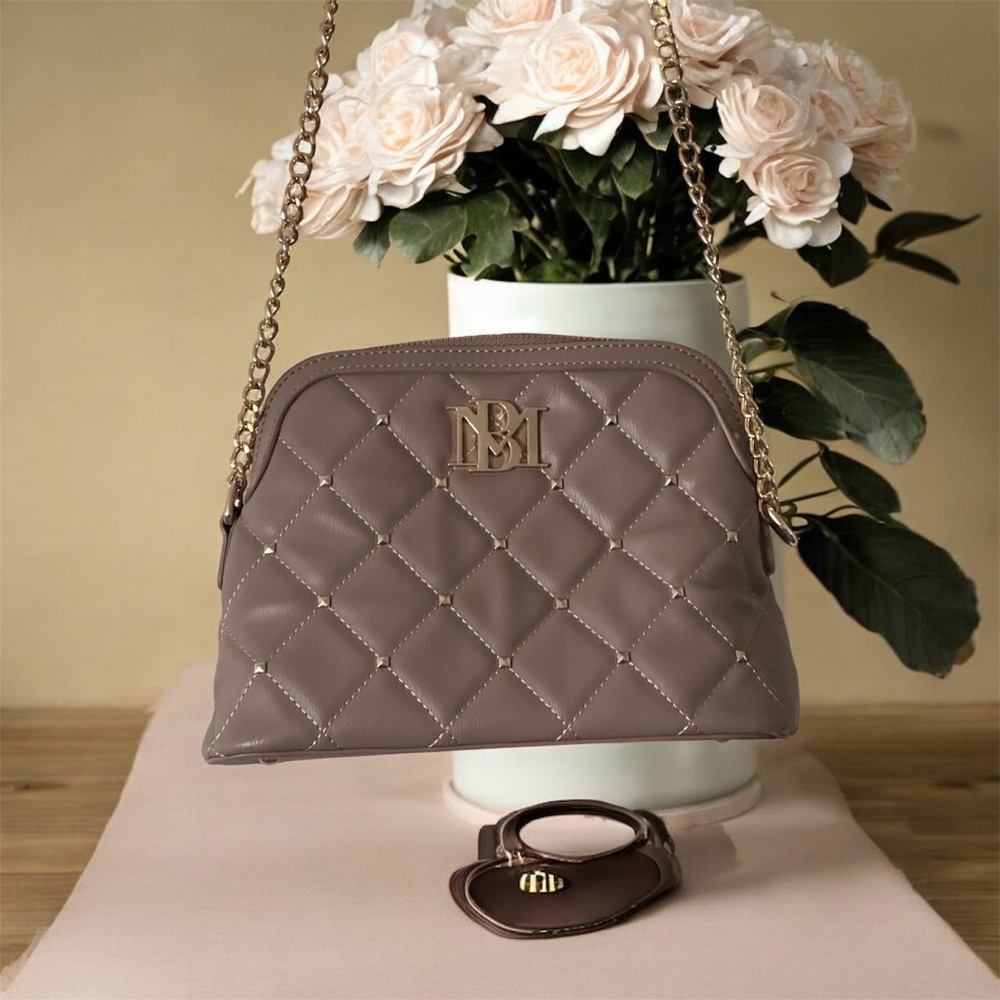 Badgley Mischka Quilted Gray Crossbody Bag